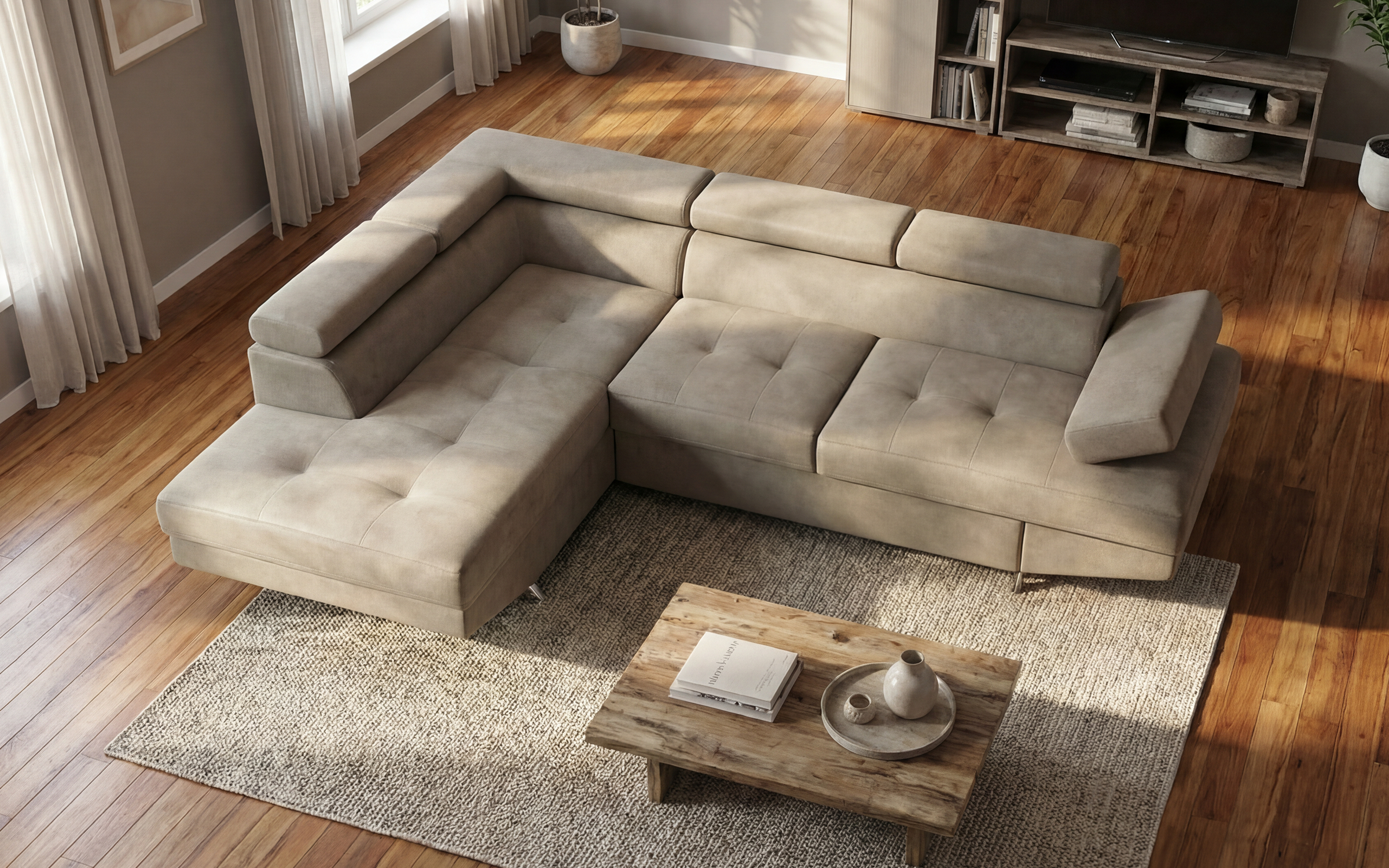 Extendable corner sofa Bark M, dark beige  5